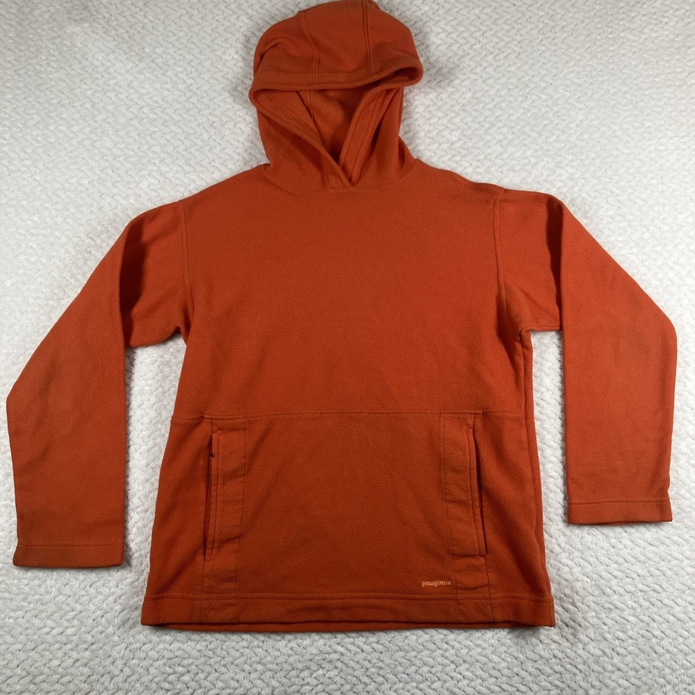 Patagonia Synchilla Fleece Hoodie Boys Large (12) Orange Outdoors Hiking Camping